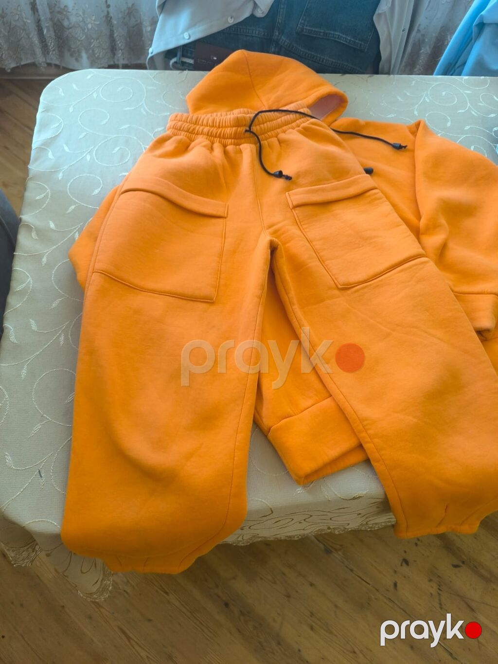 Narıncı rəngdə idman dəsti (hoodie + şalvar) - Model: Kapüşonlu — İdman geyimi, Bakı (2)