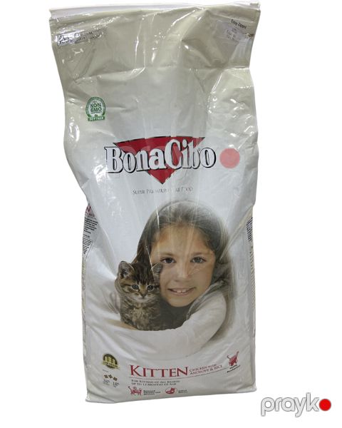 Quru yem BonaCibo Super Premium pişik balaları üçün, toyuq əti və düyü ilə, 1 kq, çəki ilə — Bakı