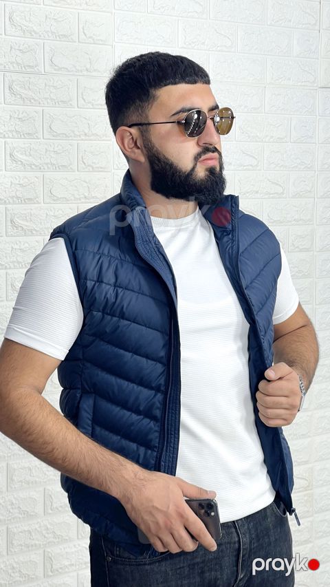 Kişilər üçün qalın jilet 1413-17700, göy, polyester, ölçü XXL — Bakı