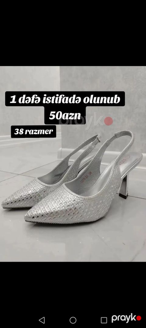 Gümüşü rəngdə qadın ayaqqabısı – slingback model. - Razmer: 38 — Bakı
