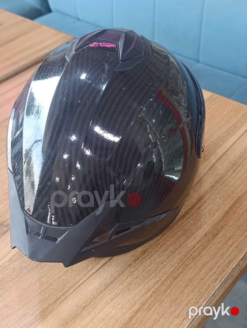 Tam üz örtüklü moto dəbilqə – karbon lif naxışlı, qara rəng — Motosiklet geyimi, Digah (2)
