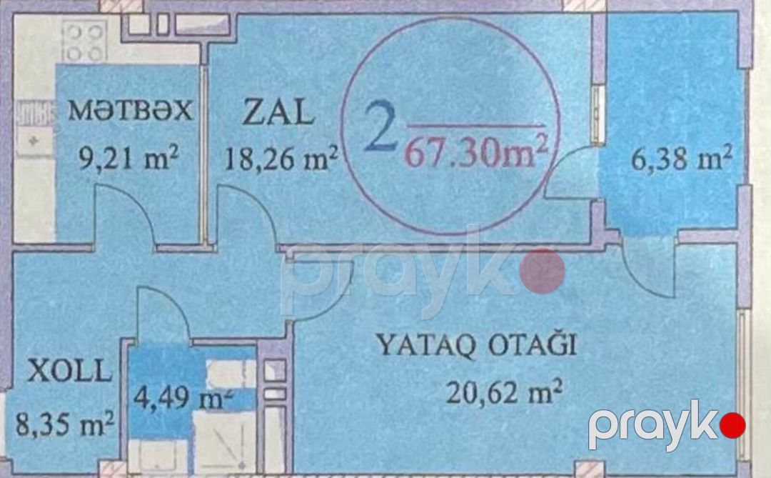 Satılır 2 otaqlı yeni tikili 67.3 m² — Mənzil, Bakı (3)