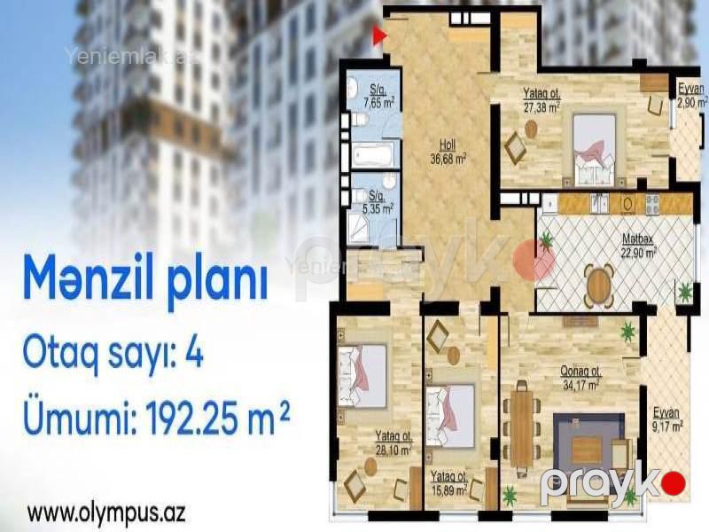 Satılır 4 otaqlı Bina evi menzil (Yeni tikili), 192 m², Nəsimi rayonu — Mənzil, Bakı (3)