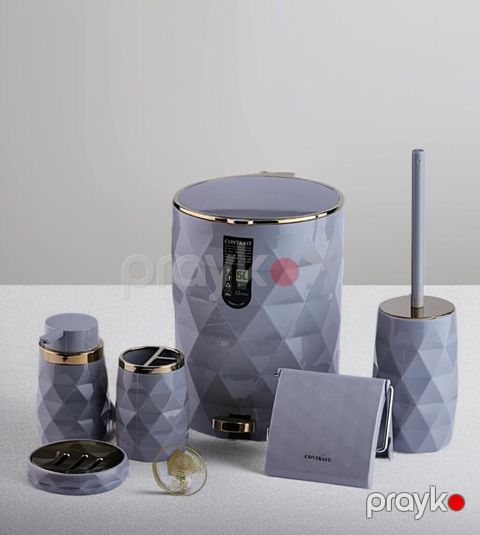 Hamam otağı üçün dəst Contrast 3D geometrik tekstura csm401468, ABS-plastik, qızılı/boz, 6 parça — Bakı