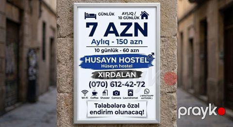Husayn Hostel – Xırdalan - Gündəlik qalma: 7 AZN - Aylıq: 150 AZN — Xırdalan