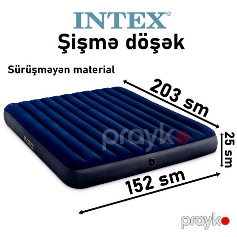 Şişmə döşək Intex 64755, mavi, 203x183x25 sm — Bakı