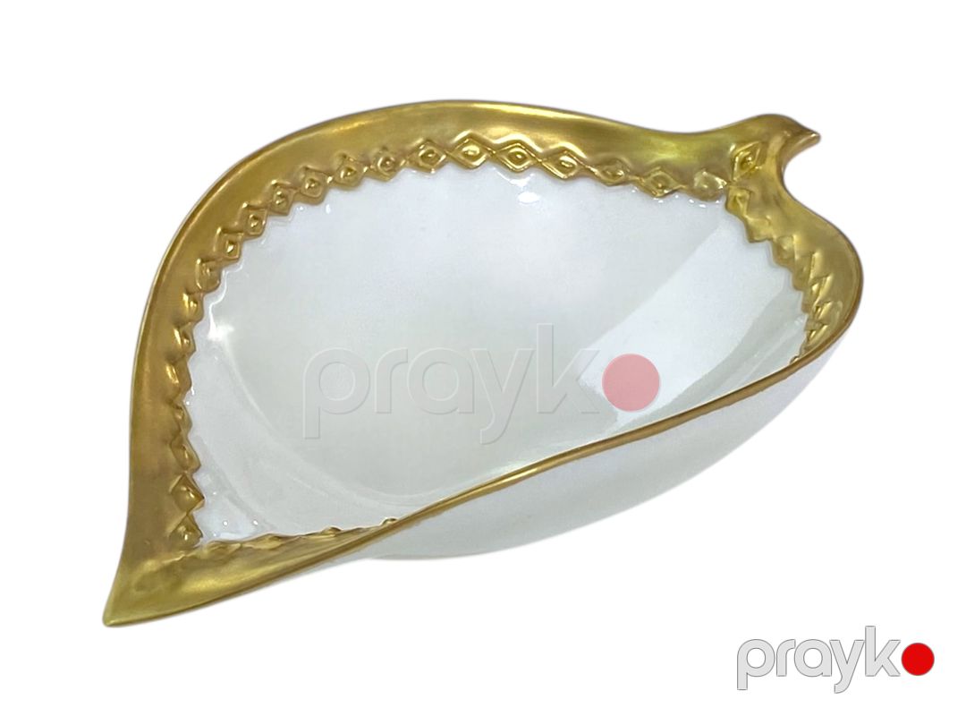 Limon qabı Cattin 0854, farfor, qızıl örtüklü 24K, 16.5x10.5x4 sm, 2 əd — Mallar, Bakı (2)