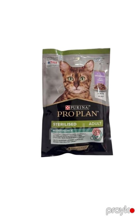 Yetişkin pişiklər üçün nəm yem Purina Pro Plan Sterilized, jeledə hind quşu əti ilə, 85 q — Bakı