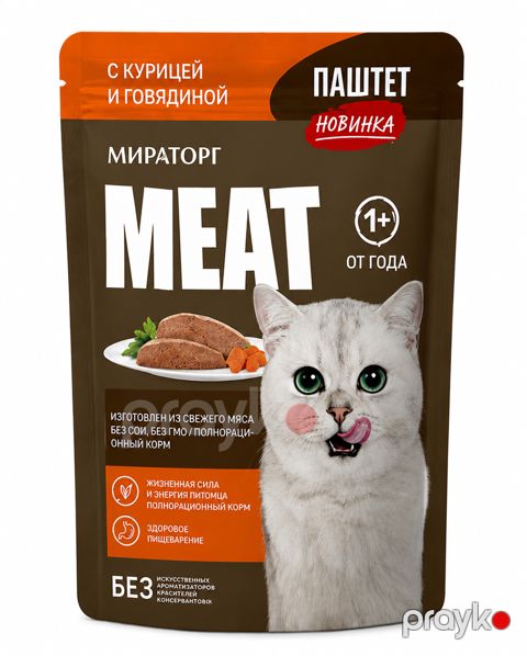 Miratorg pişik paşteti, toyuq və mal əti, 75 q — Bakı