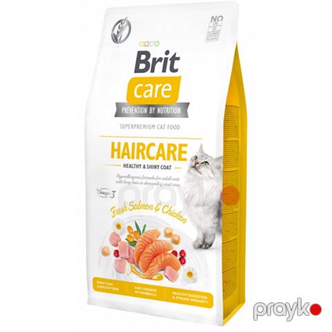 Quru yem Brit Care Cat GF Haircare Healthy & Shiny Coat, pişiklərin dərisinə və saçına quluq etmək üçün, 500 q, Çəki ilə — Bakı