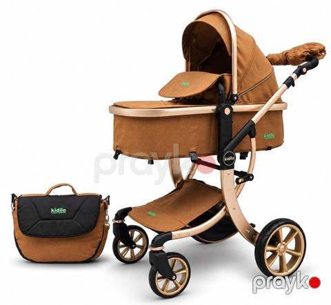 Uşaq arabası Kidilo AYNG600, Yenidoğulan, 22 kq, Universal (2in1), qəhvəyi — Bakı