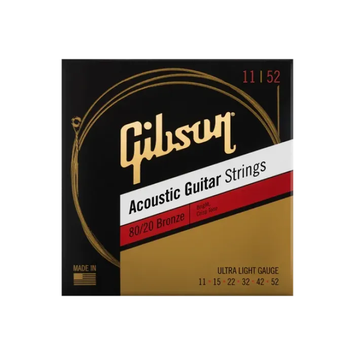 Gibson 80/20 Bronze – Akustik Gitara Simləri, Ultra-Light Gauge — Bakı