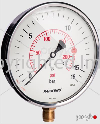 Manometr gliserin dolğulu (0-25 Bar 160 mm 1/2") Pakkens 1601001109 — Bakı