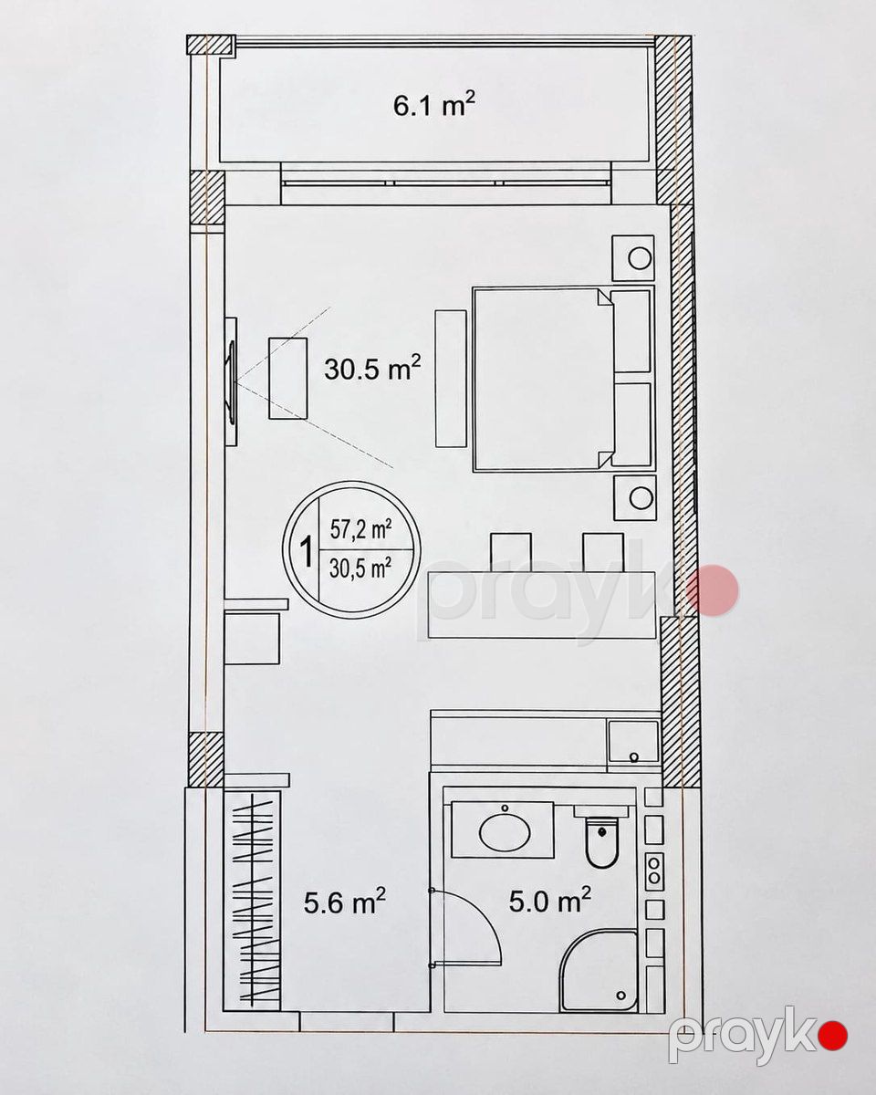 Satılır 1 otaqlı yeni tikili 57 m² — Mənzil, Bakı (5)