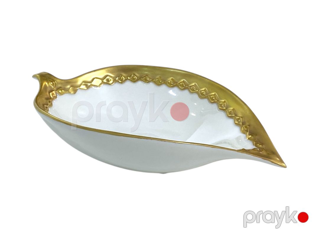 Limon qabı Cattin 0854, farfor, qızıl örtüklü 24K, 16.5x10.5x4 sm, 2 əd — Mallar, Bakı (3)