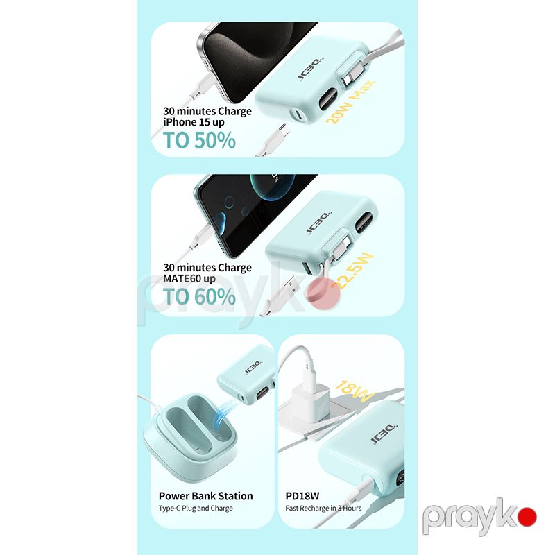 Xarici akkumulyator Deji DJ-L10 22.5W 10000 mAh White — Mallar, Bakı (4)