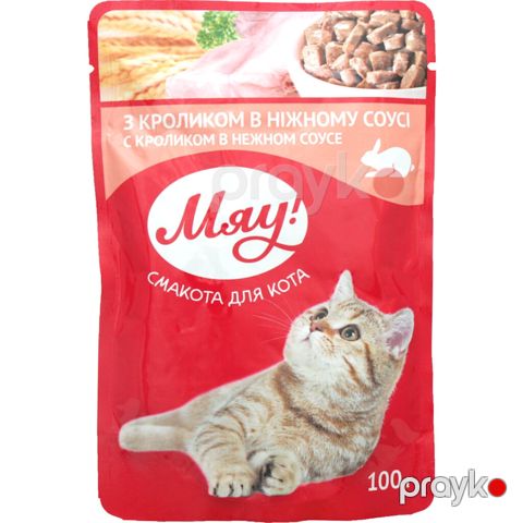 Nəm yem pişiklər üçün Мяу Dovşan yumşaq sousda, 100 q (4820083901577) — Bakı
