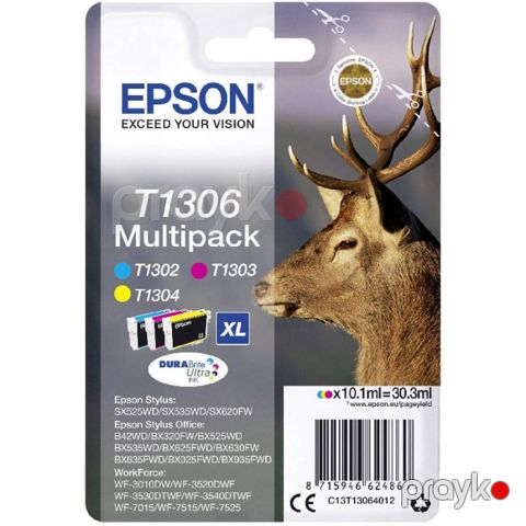 Epson T1306 C13T13064012 Ultra 3 Rəng XL Original Mürəkkəb Multipack 30.3 ml — Bakı