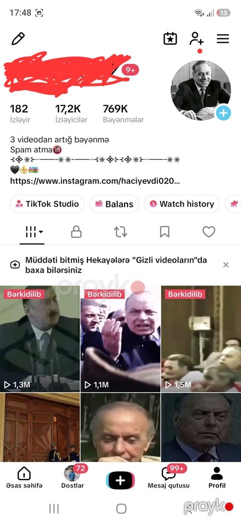 Təsvir: Hesab tam aktividir və heç bir problemi yoxdur. İzləyici — Gəncə