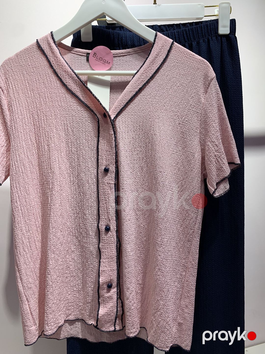 Qadın şalvarlı pijama dəsti, poliester/viskoz, çəhrayı/göy, ölçü S/M — Mallar, Bakı (2)