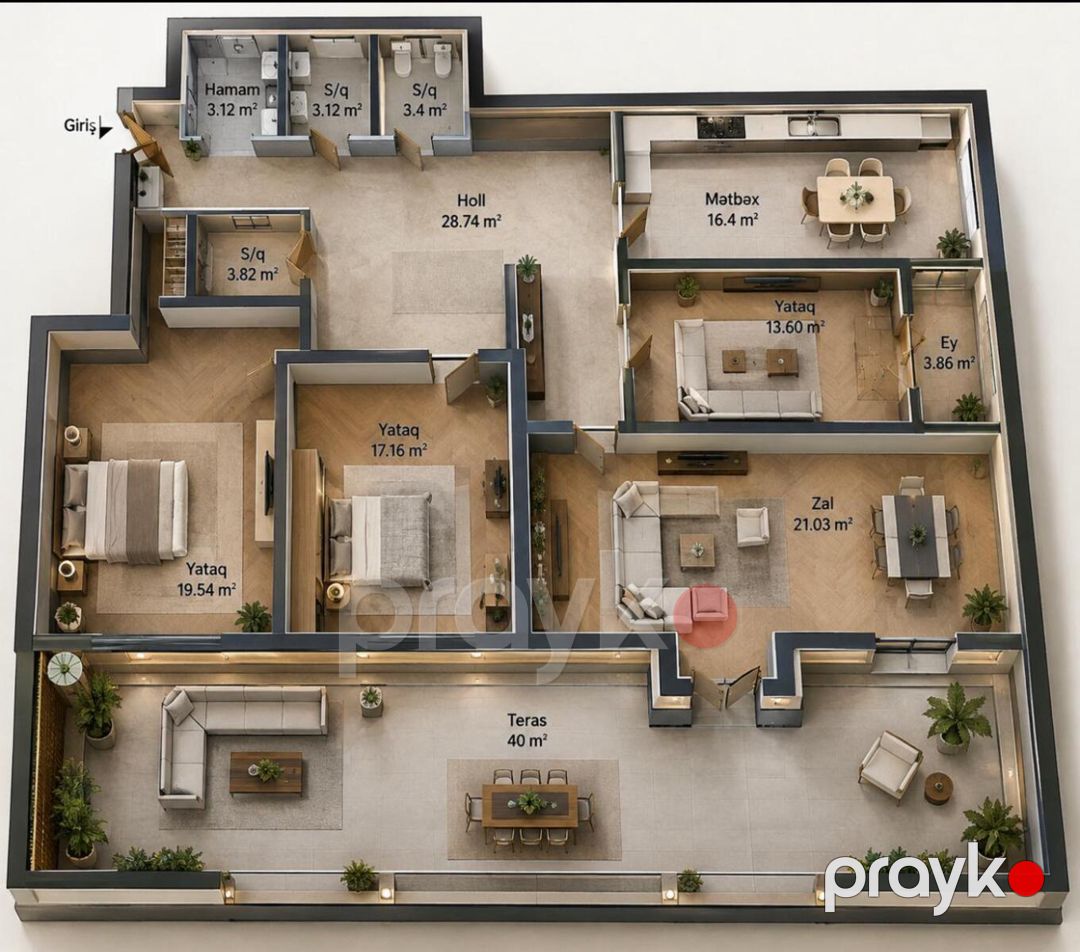 Satılır 4 otaqlı yeni tikili 132 m² — Mənzil, Bakı (4)