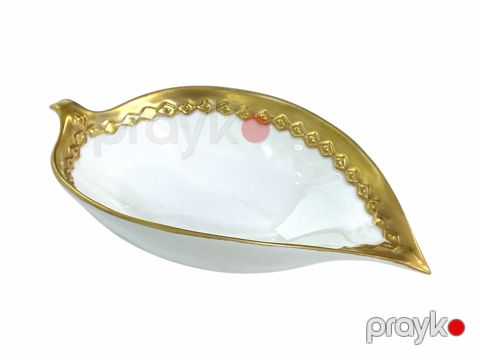 Limon qabı Cattin 0854, farfor, qızıl örtüklü 24K, 16.5x10.5x4 sm, 2 əd — Bakı