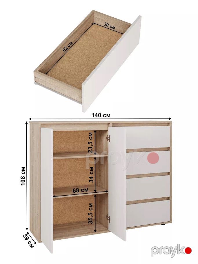 Komod Skand Big Wh-S, 108х39х140 sm, Ldsp, ağ — Mallar, Bakı (2)