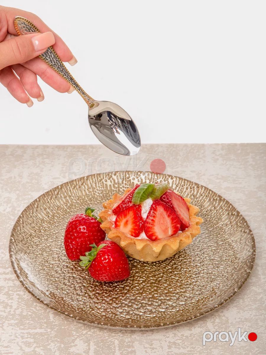 Desert qaşığı dəsti, paslanmayan polad, gümüşü/qızılı, 6 parça — Mallar, Bakı (2)