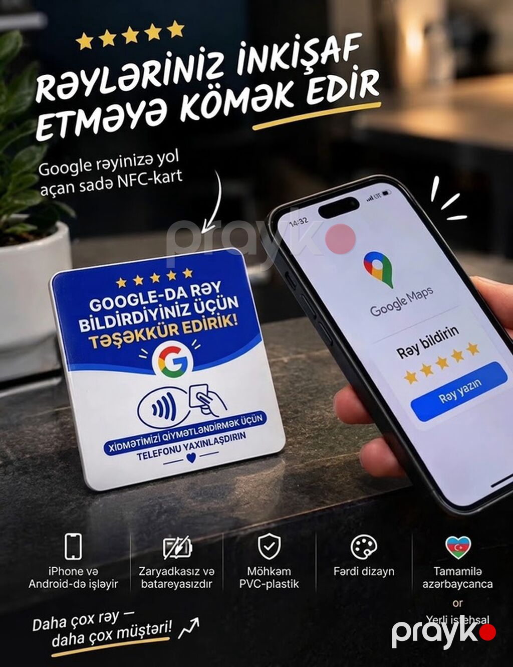 NFC Google Rəy Kartı Google Reviews + Instagram + WhatsApp — Digər, Bakı (2)