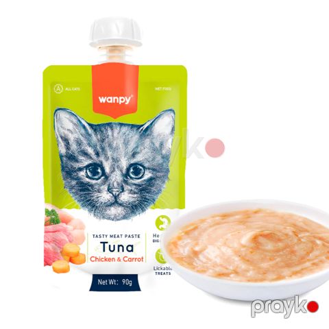 Pişiklər üçün sup Wanpy Tasty Meat Paste Tuna, Chicken & Carrot, 90 q — Bakı