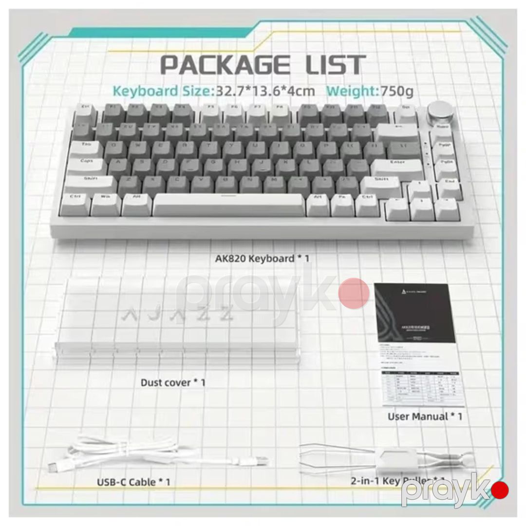 Klaviatura Ajazz AK820 White-Gray — Periferik cihazlar, Bakı (5)