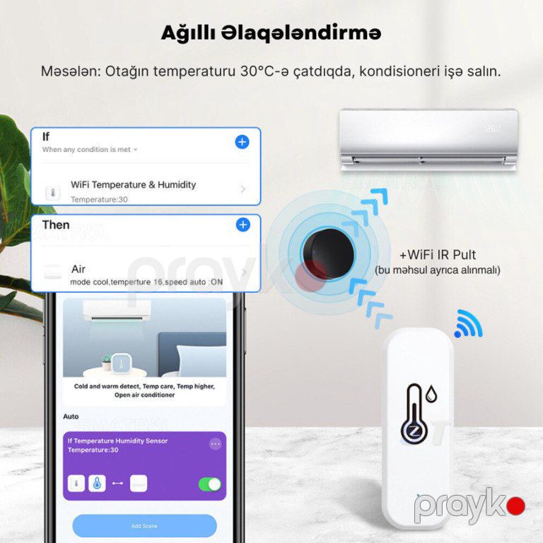 Ağıllı WiFi temperatur və nəmlilik sensoru — Ağıllı ev və təhlükəsizlik, Bakı (6)
