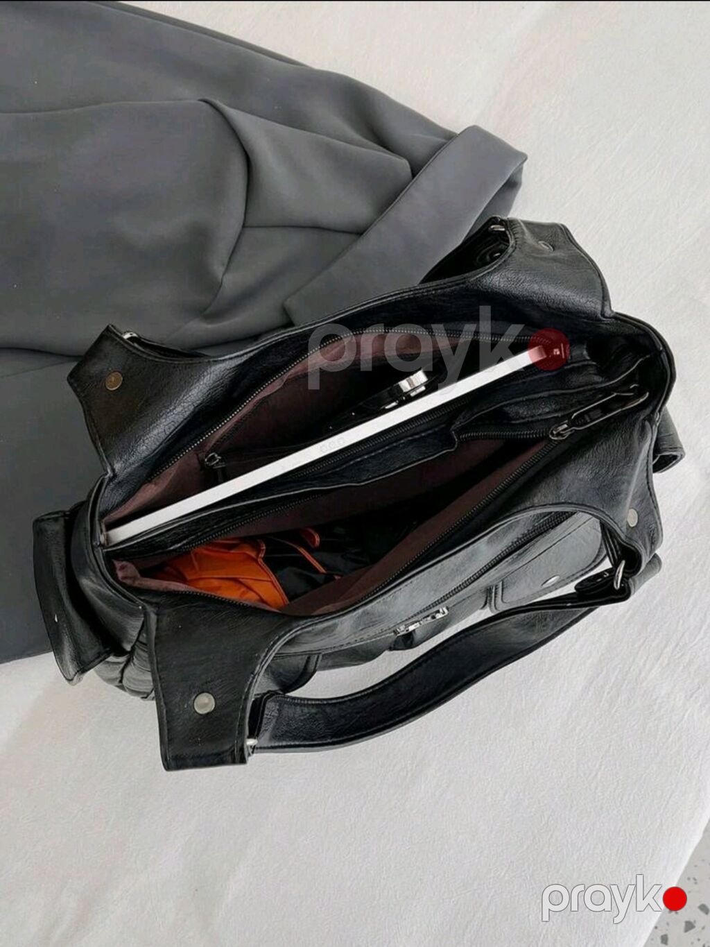 Qadın üçün çiyin çantası – qara rəng - Material: yumşaq teksturalı — Çantalar, çamadanlar, cüzdanlar, Bakı (6)