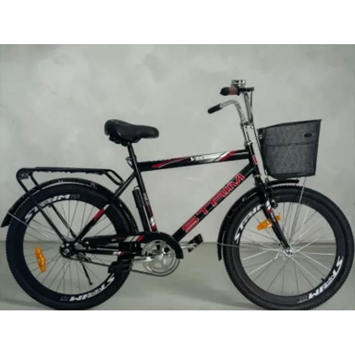 Velo Stream ABC 24" İdman Velosipedi 40mm Profil Diskli (8-12 Yaş, Qara/Qırmızı) — Bakı