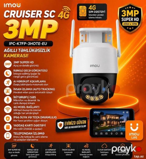 4G kamera imou Cruiser SC 3MP 4G IPC-K7FP-3HOTE-EU Ev, ofis, mağaza — Bakı