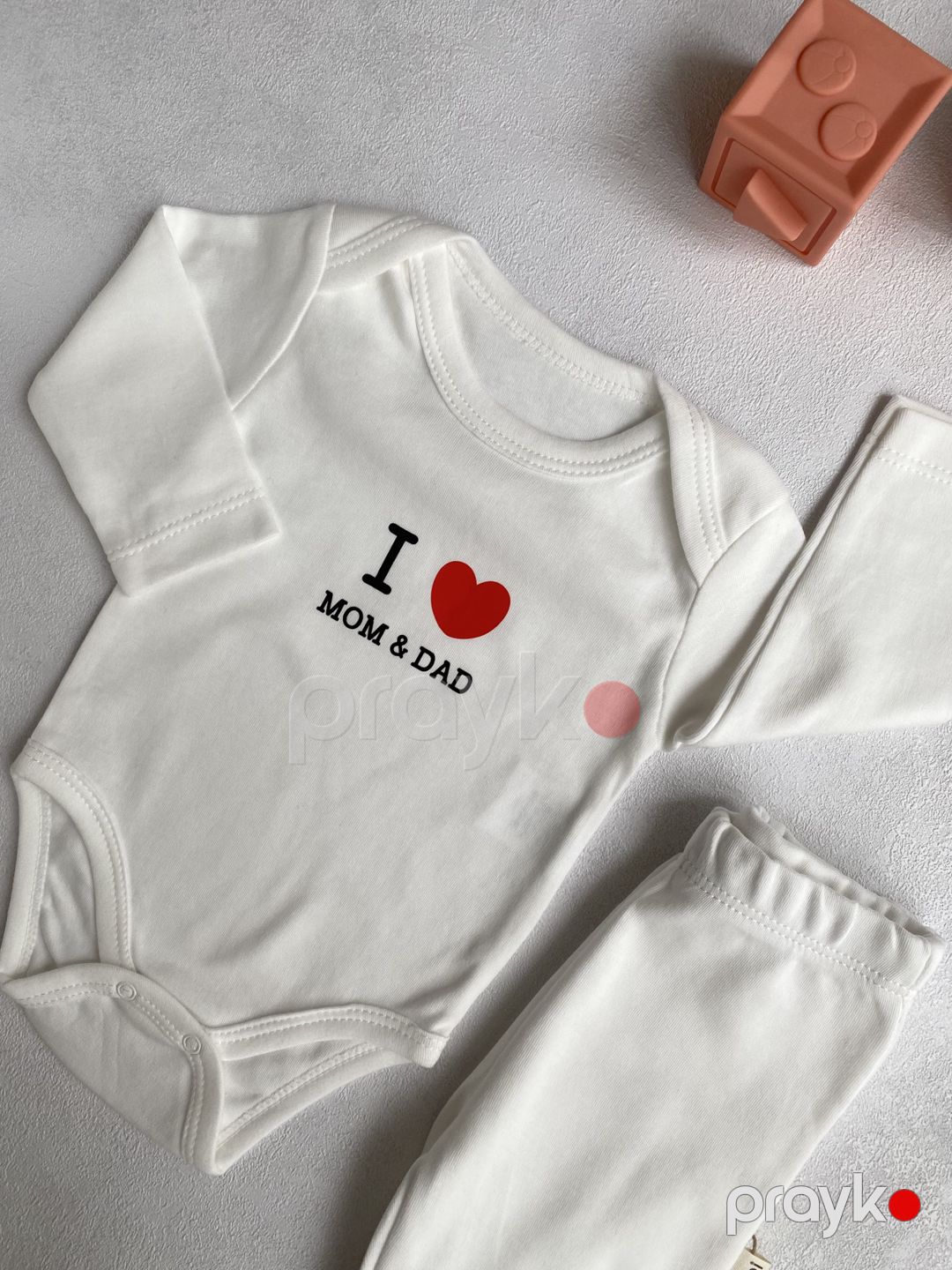Yenidoğulan üçün dəst I Love Mom and Dad, ağ, pambıq, 6-9 ay — Mallar, Bakı (3)