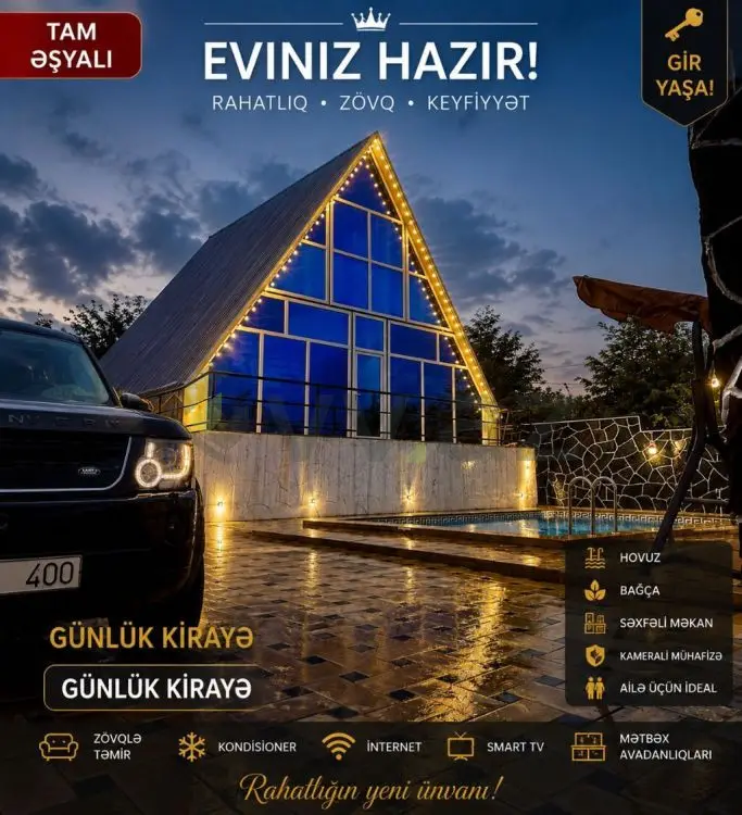 4 otaqlı Həyət evi Kirayə, Qəbələ — Qəbələ