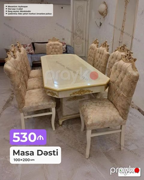 Məhsul: Masa Dəsti Ölçü: 100×200 sm Qiymət: 530 Təsvir — Bakı