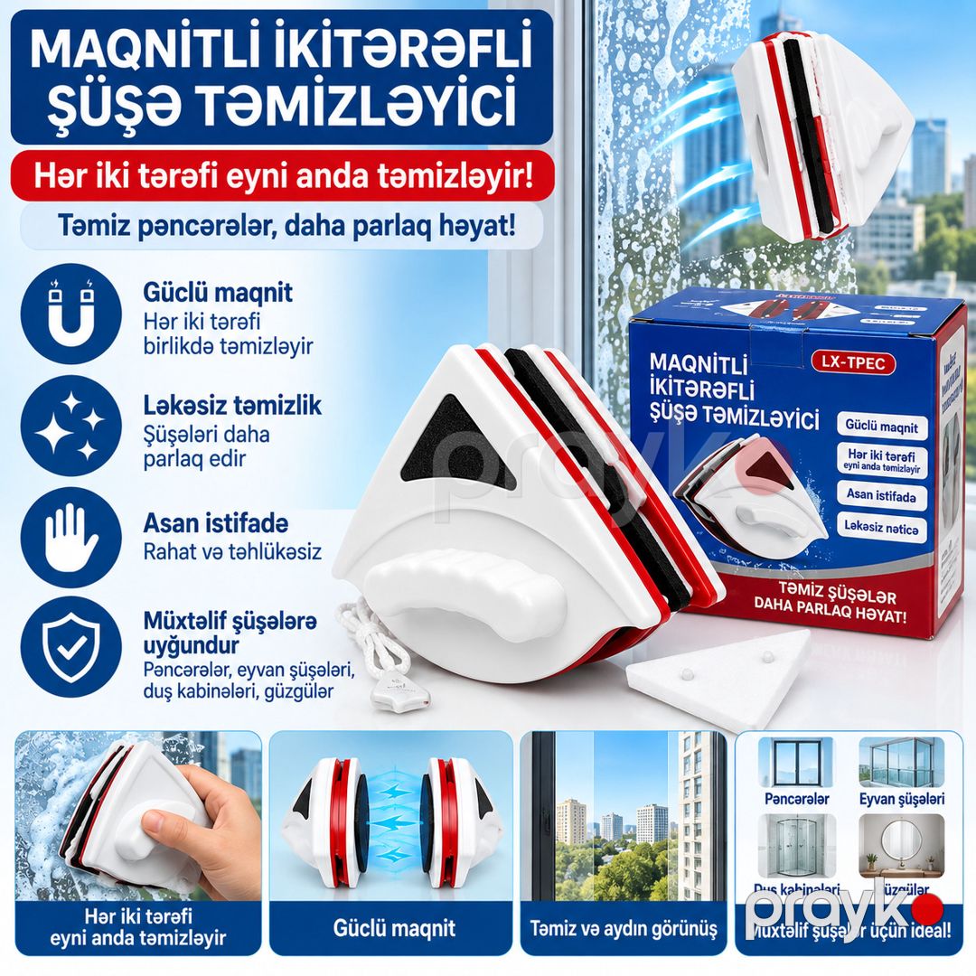 Şüşə təmizləyən, ABS-plastik, maqnitli, ikitərəfli — Mallar, Bakı (2)