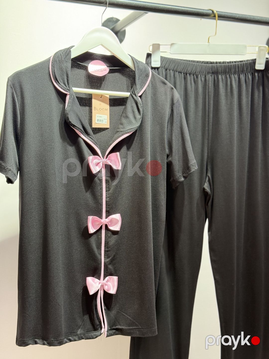 Qadınlar üçün şalvarlı pijama dəsti B-73, qara, poliester/likra, ölçü S/M — Mallar, Bakı (3)