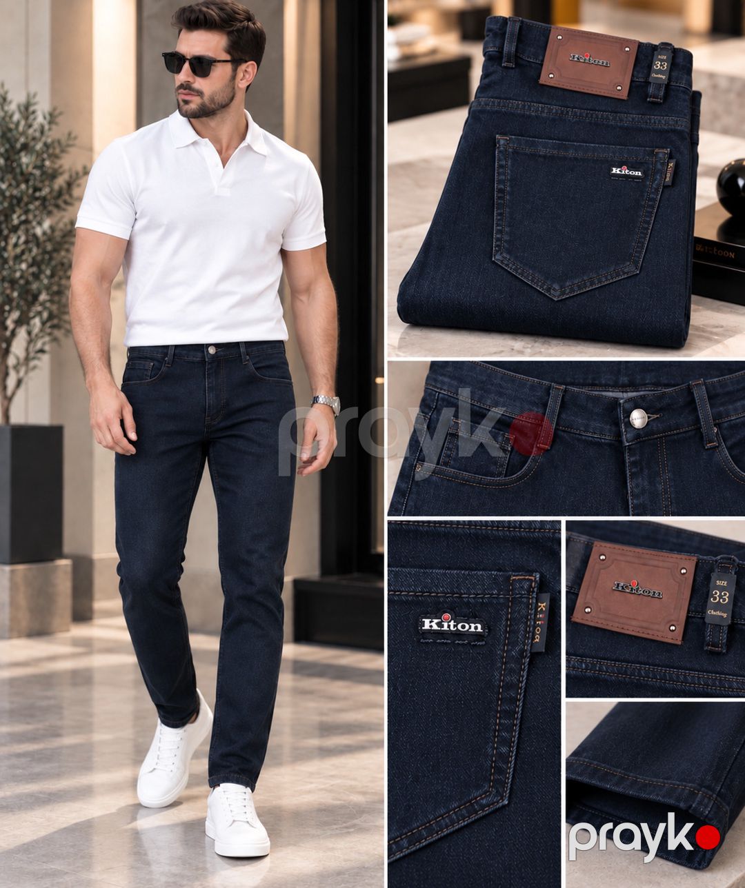 Kişilər üçün düz cins 82412778, pambıq, tünd göy, ölçü 32 — Mallar, Bakı (2)