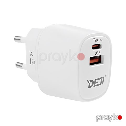 Adapter Dejı A88 33W (Type-C+Type-C) White — Bakı