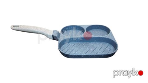 Tava, düzbucaqlı korpuslu, 3 müxtəlif gözlü, səhər yeməyi üçün, açıq rəngli taxta tutacaq, 2 yuvarlaq və uzun düzbucaqlı bölməli, boz/bej - SH-2190 — Bakı