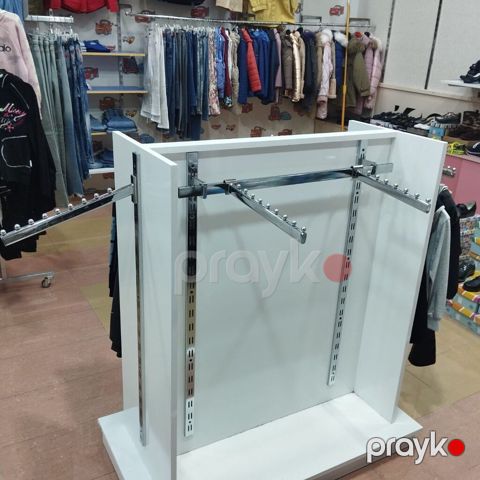 Mağaza vitrini üçün ikiüzlü satış stendi - Material: ağ MDF korpus — Bakı