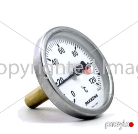Termometr manometrik arxa bağlantılı Ø100mm 120°C 10sm 1/2'' CL2,0 Bimetal Pakkens 1004020105 — Bakı