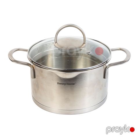 Qazan Danny Home, 30x18x10.5 sm, 2.6 l, alüminium/şüşə, gümüşü/şəffaf — Bakı