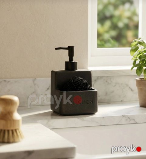 Sabun qabı MH1455, keramika, qara, 480 ml — Bakı
