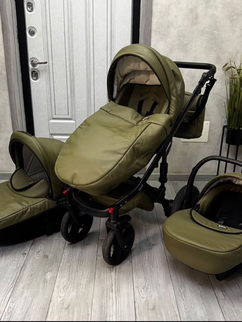 Verdi Mirage Deri model uşaq arabası – xaki rəng. Komplekt: şassi — Strollers