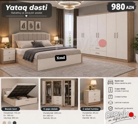 Yataq dəsti – rahatlıq və zövq bir arada Komplekt: - Bazalı taxt — Bakı