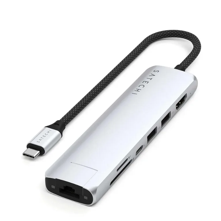 HUB Satechi 7-in-1 Usb-c Slim Multiport Adapter with Ethernet Silver — Bakı